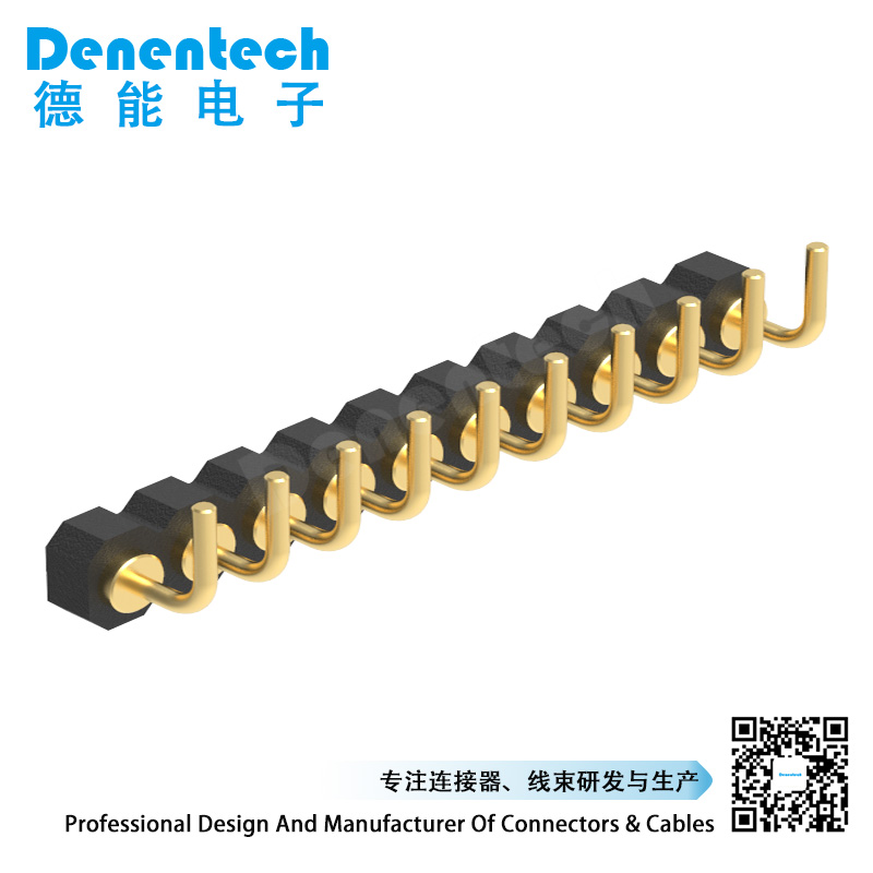 Denentech 2.0MM H1.27MM single row male right angle pogo pin connector